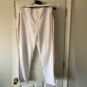Alleson Baseball Pants, white, red trim, XL